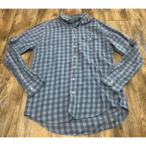 Vineyard Vines Crosby Shirt Slim Fit Medium Blue Plaid Linen Blend L/S Button